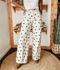 European Style Polka Dot Casual Mid-Waist Non-Stretch Long Denim Pants for Women