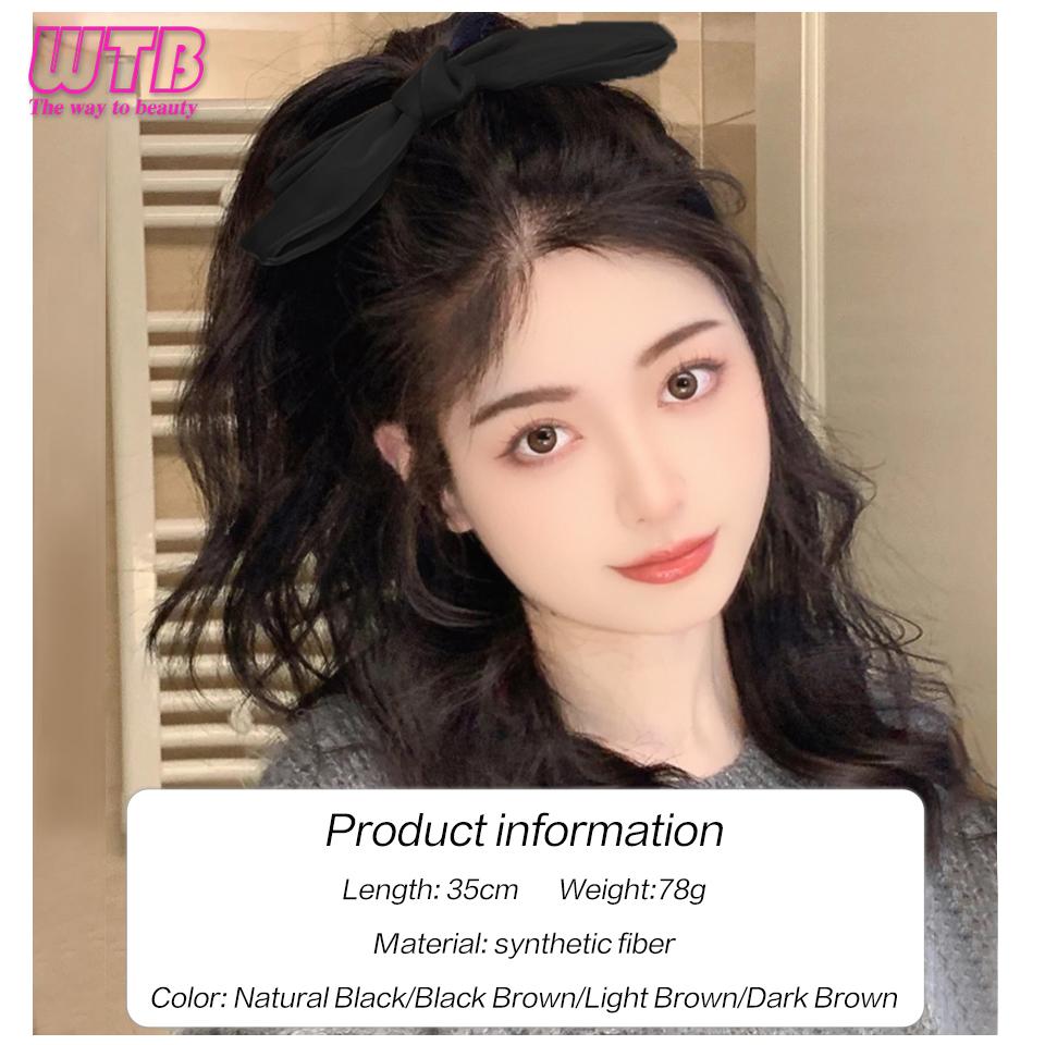 WTB Damen-Haarverlängerung, synthetischer kurzer, lockiger Pferdeschwanz, Clip-Haarverlängerung, schwarzbrauner Pferdeschwanz
