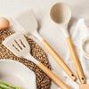 Silicone Kitchen Cookware Utensils High Temperature Resistant Wooden Handle Kitchenware Set Food Grade