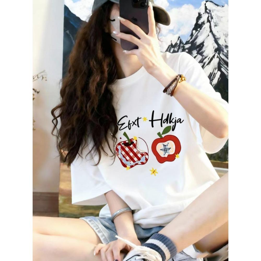 2026 New American Style Women Short Sleeve T-shirt Loose Lazy Casual All-match Trendy Summer Half Sleeve Tops M