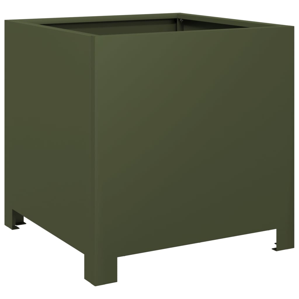 Vidaxl Garden Planter, Olive Green, 40X40X40 Cm, Steel