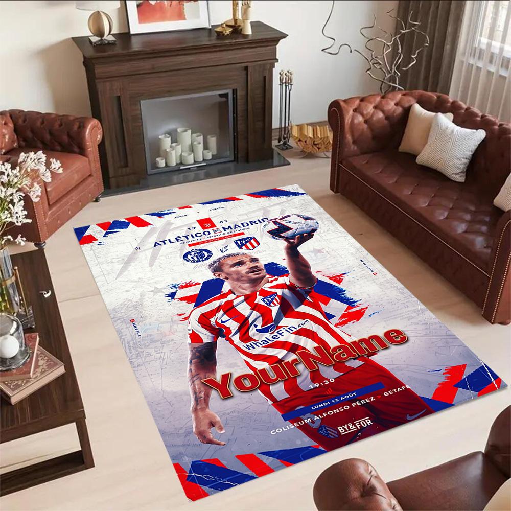 Atletico Madrid Personalized Text Floor Rug Office Rug Suitable for Entryway Balcony Kitchen Playrooms Anti-slip Rug Office home decor