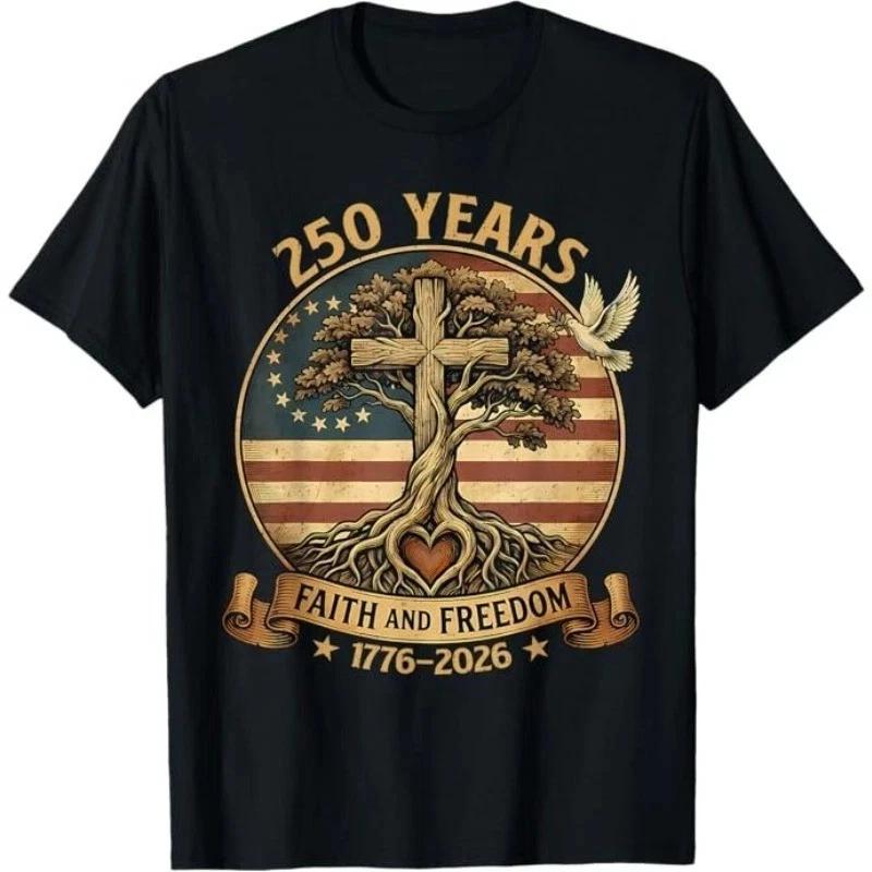 

250 Years Faith and Freedom Christian USA 250th Anniversary T-Shirt XL