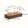 1pc Modern Walnut Wood & Metal Business Card Holder With Golden Accents, Durable Office/Home Use, Fits Index Cards, Desk Card Case