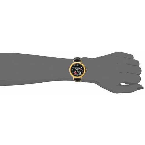 Citizen Q&Q Women's Analog Hello Kitty Waterproof Watch with Leather Strap and Black Dial (0031N105)