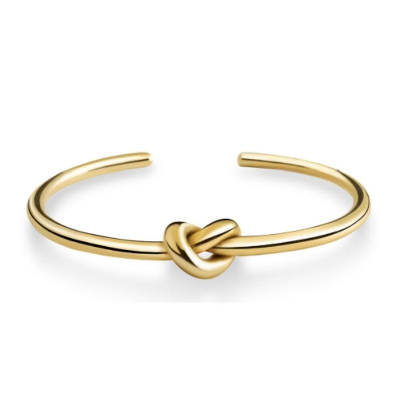18K Gold-plated Titanium Steel Opening Knotted Bracelet for Women Fashion Simple Non-fading Bangles Jewelry Accessories Gift