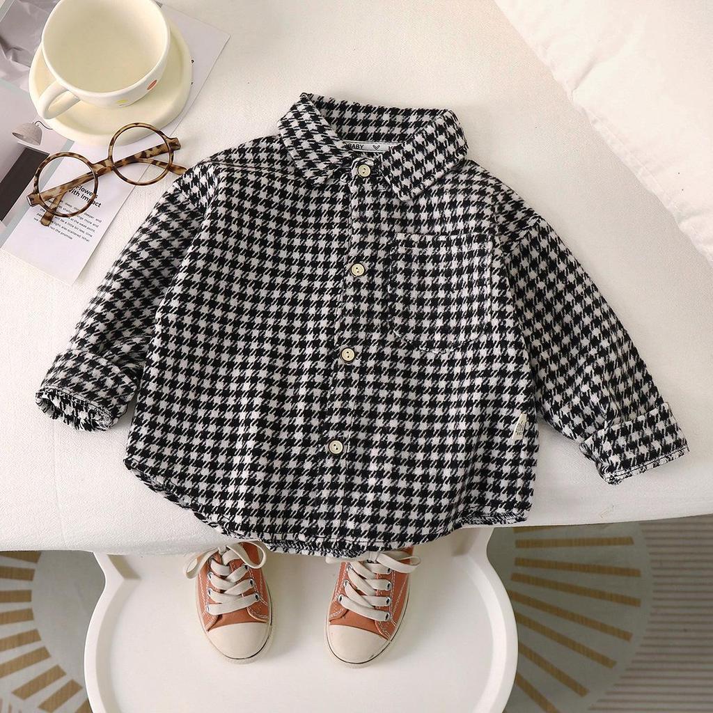 2023 Stylish Children's Plaid Long-Sleeve Shirt for Boys & Girls