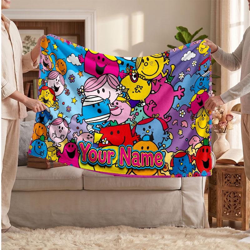 Monsieur. Couverture en flanelle personnalisée pour hommes et petites filles, texte nom personnalisé imprimé, couverture chaude et douce pour canapé lit