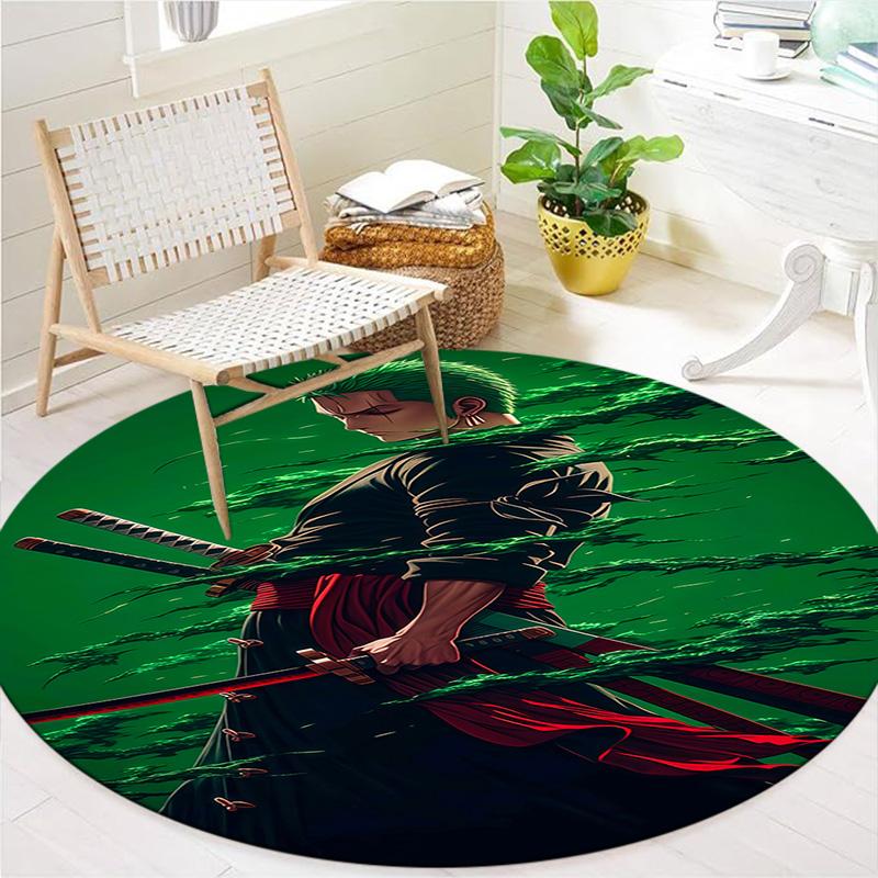 Roronoa Zoro Round Area Rug Carpet Rug For Living Room Bedroom Sofa Playroom Decor Nonslip Floor Mat