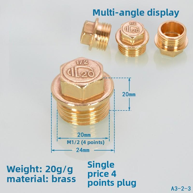 1/2'' 3/4'' 1 Inch Female/maleThread Pipe Cap Plug Copper Water Tube End Cover Plumbing Fitting