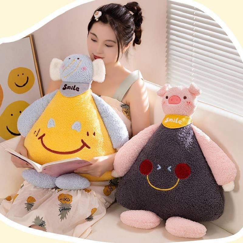 Elephant Cute Smile Cat Monkey Pig Plush Toy Cartoon Girl Living Room Doll Sofa
