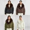 Womens Thick Puffer Coat With Faux Fur Collar Short Warm Winter Jacket Loose Fit Street Style