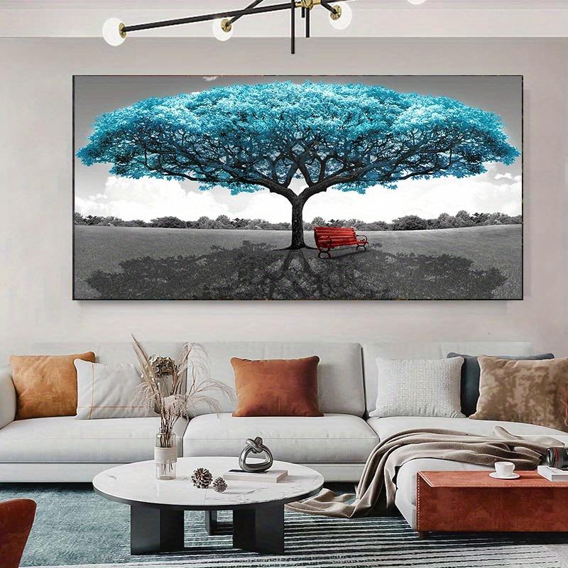 Blue Trees Aesthetic Canvas Paintings Prints Colourful Nordic Personalized Beautiful Tree Wall Posters Pictures Room Decor