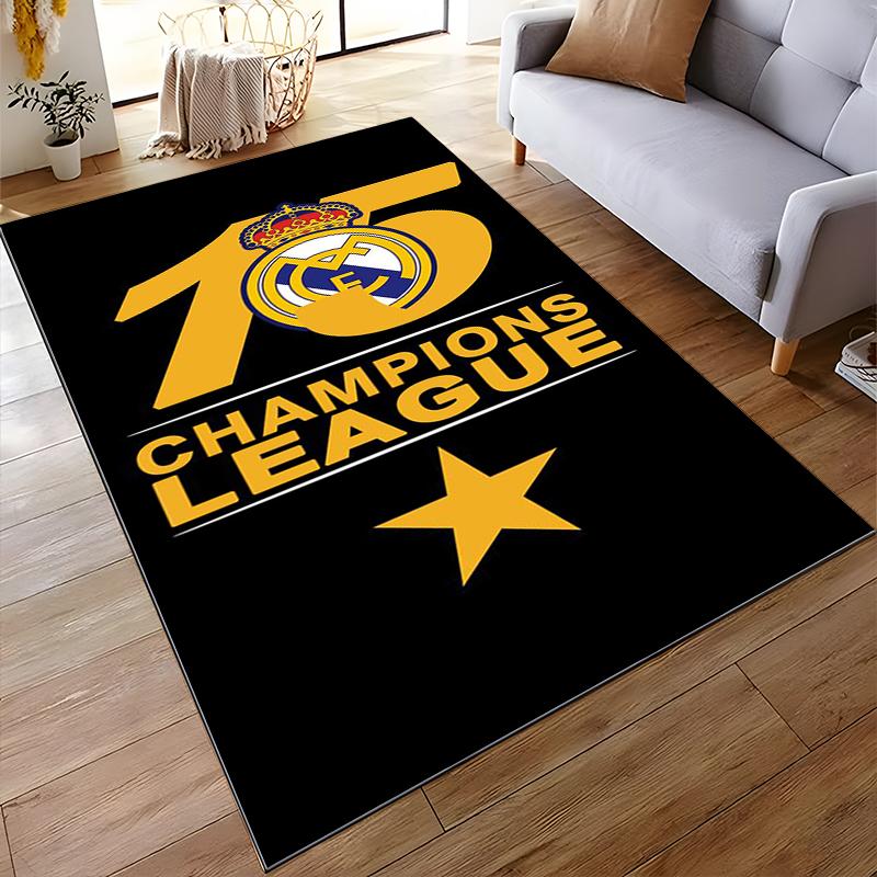 "Tappeto Nero con Logo Champions League e Design a Stelle" Adatto per l'uso come antiscivolo per soggiorno, camera da letto, divani