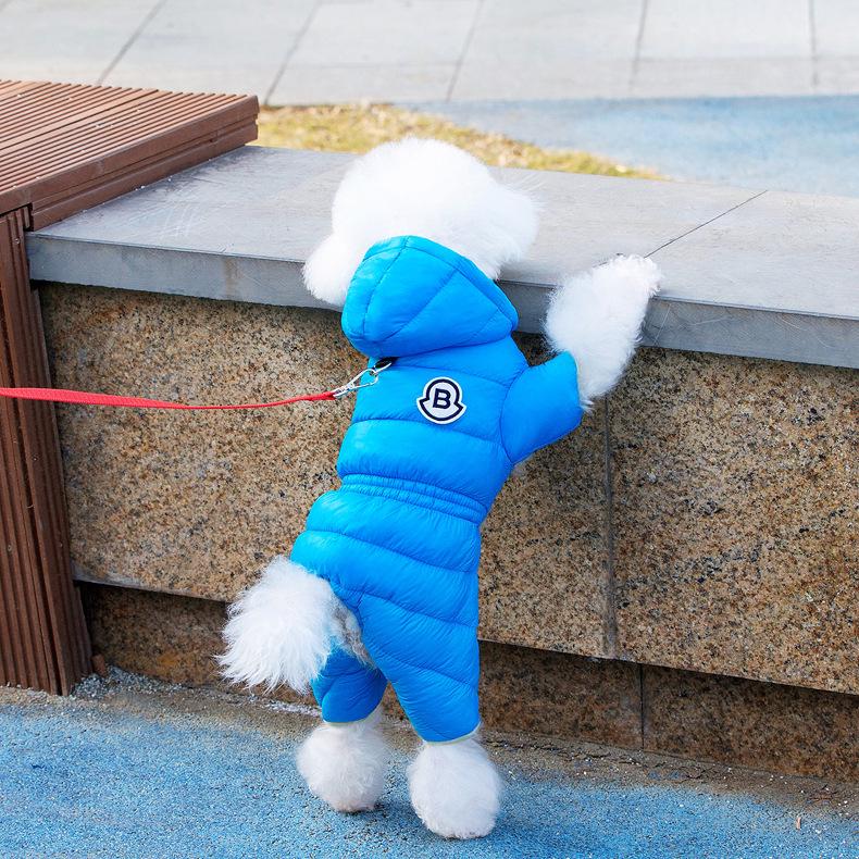 British Style Waterproof Cotton Coat for Small Dogs - Warm Four-Legged Winter Clothing for Pomeranians and Teddy Breeds