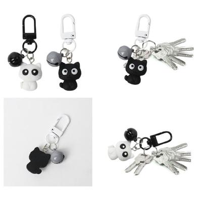 Cute Black White Cat Keychain Pendant Backpack Hangings Ornaments Accessories