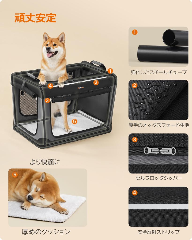 FEANDREA Pet Carrier Bag for Dogs and Easy To For Medium Dogs and Large Cats Up To Sturdy Soft Type with Storage For Car Going Out or M X X PDC017B01