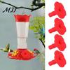 Elastic Hummingbird Feeder Nozzle 4PCS Replacement Parts, Simulated Red Flowers Shape, Universal Bright Attractor Fit Silicone Waterproof Bird