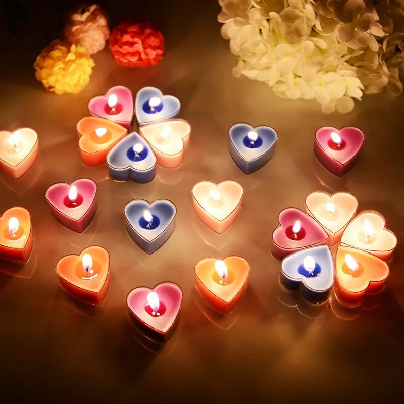 9PC/Set Heart Shaped Aromatherapy Candles Xmas Valentine's Day Romantic Birthday Candles Lover Proposal Scene Decor Candles