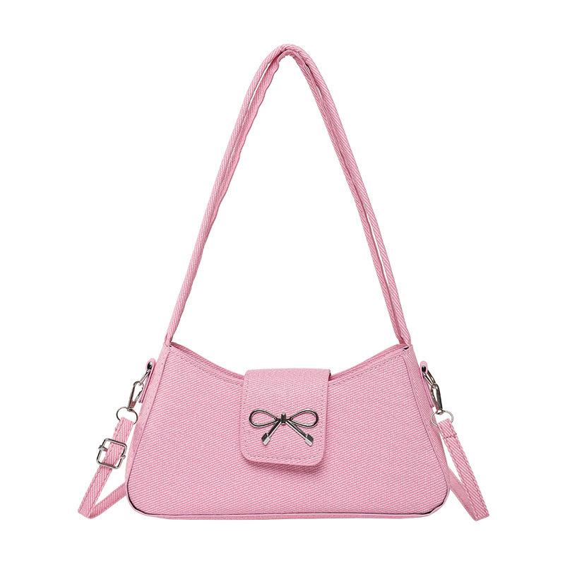 Bow Foreign Style Niche High-end Baguette Bag 2025 Spring New Women's Bag Fashion Single Shoulder Casual Armpit Bag