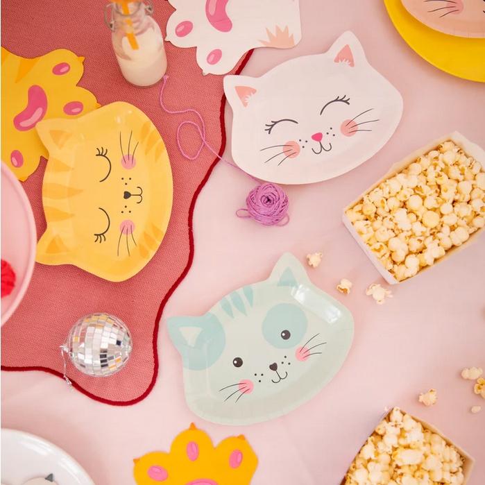 Platos de Papel Gatitos Gatos Mix Cumpleaños Fiesta Party 20,5X15Cm 6Un.