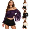 clothing 2026 one collar seven quarter sleeve drawstring waist shirt