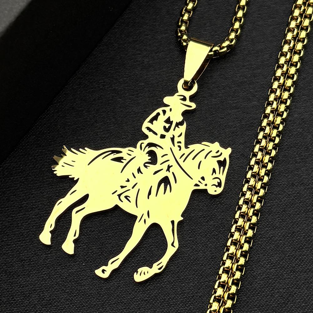 Fashion Cowboy Horse Chain For Women Men Stainless Steel Silver Color Animal Pony Power Ranch Male Necklace Festival Jewelry