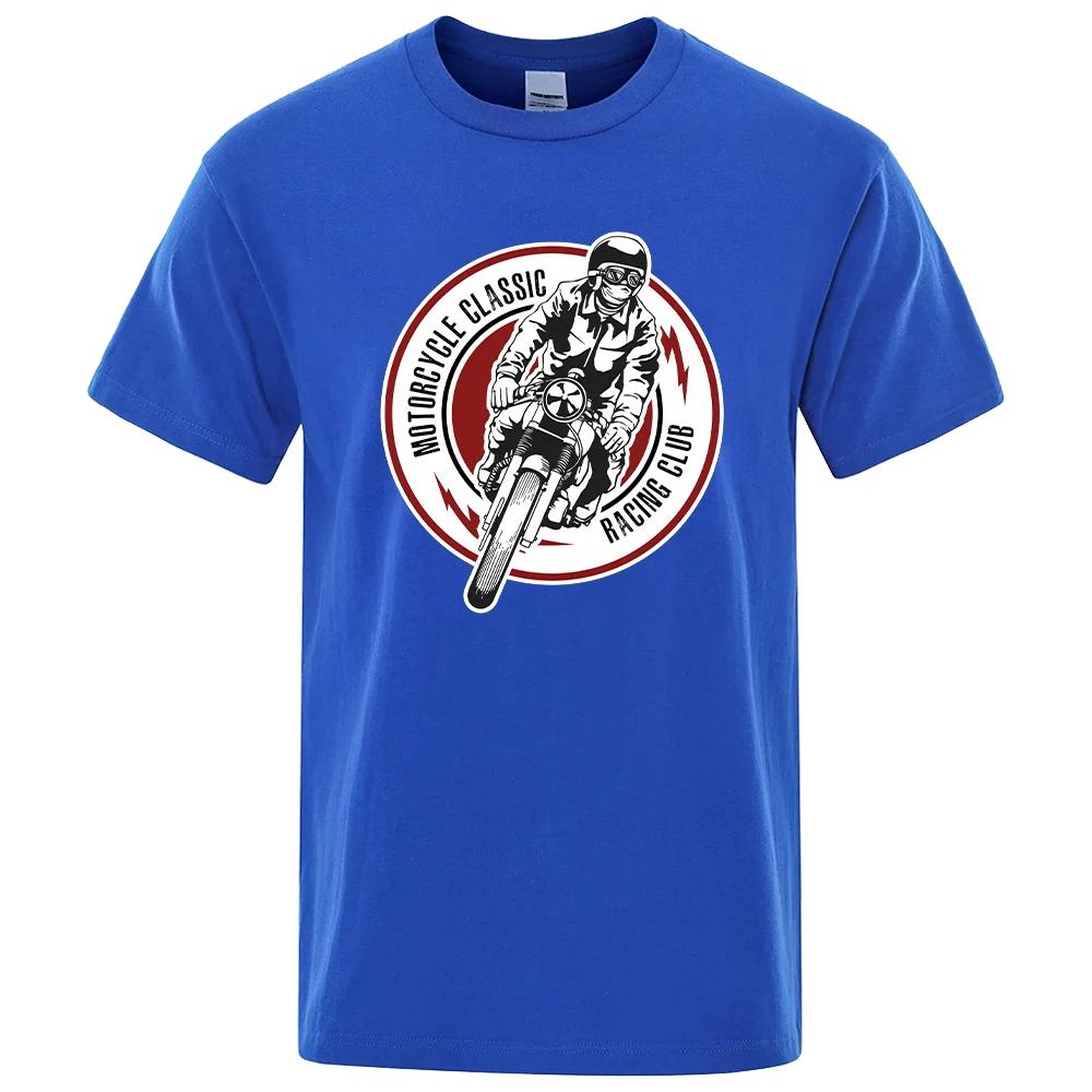 Motorcycle Glassic Racing Club Printed T-Shirt T-shirts for Men Clothing Men's Clothes Top Costume for Man Funny Tees Store Tops