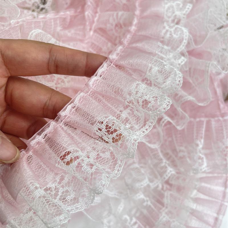 

10 ярдов плиссированной кружевной отделки в пасторальном стиле кружева вышитые банты аппликация лента для Diy Лолита платье одежда ремесла 10 Yard