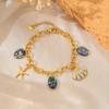 Stainless Steel Starfish & Pearl Shell Bracelet 