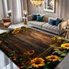 Washable Sunflower Wood Grain Patterned Rugs for Living Rooms, Bathroom Mats, Room Decorations, Large Soft Carpets for Bedrooms