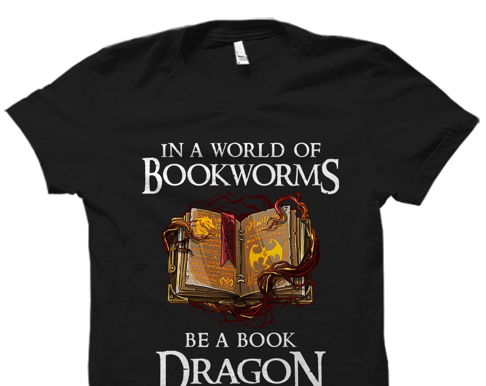 Book Dragon Shirt. Book Dragon Gift. Book Lover Shirt. Bookworms Gift. Book Shirt. Book Lover Gift. Reader Shirt. Reader Gift. Book #OS3403 XL