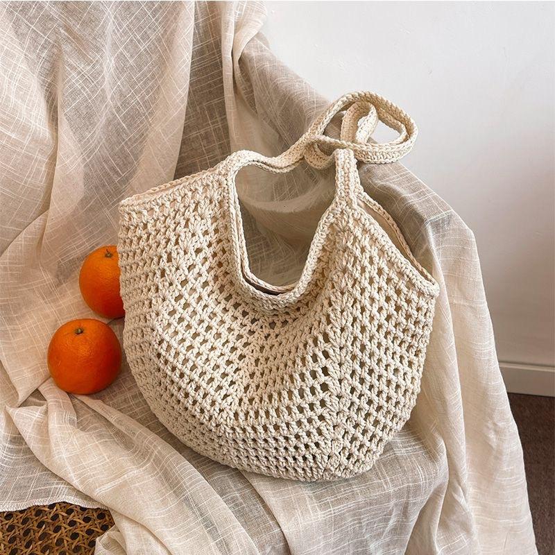 Lazy tote new leisure seaside beach shoulder bag bag straw woven handmade large-capacity holiday woven hollow