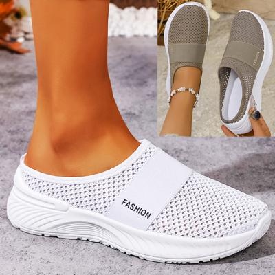 Damen Frühling Sommer Atmungsaktive Halbschuhe, Bequeme Slip-On Freizeitschuhe, Leichte Modische flache Schuhe für Damen