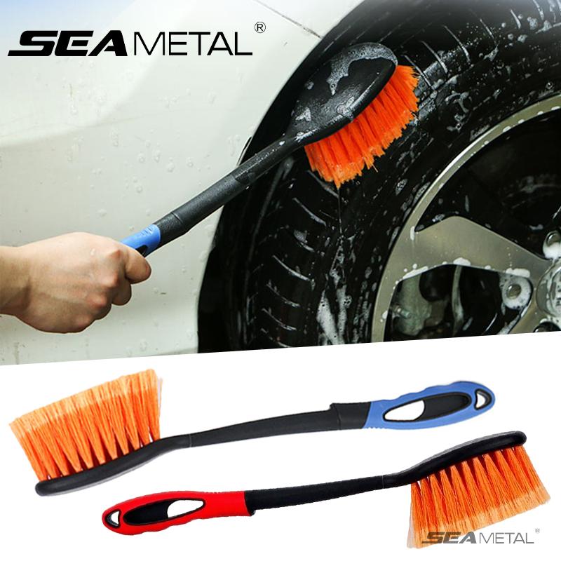 SEAMETAL Car Tyre Rim Cleaning Brush Non-slip Long-handle Brush Car / Bike Wheel Hub Cleaning Washing Tools