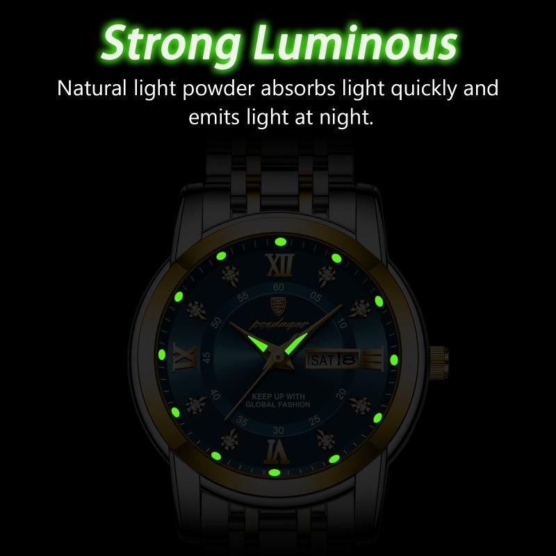 POEDAGAR Casual Women Wristwatch Waterproof Luminous Date Week Quartz Watches Stainless Steel Elegant Dress Ladies Watch