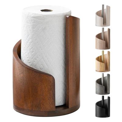 Berg Papierhandtuchhalter Arbeitsplatte Papierhandtuchspender mit Holzfuß Metallhalter Spiraldesign Rustikaler Papierhandtuchrollenhalter