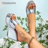 Women's Silver Platform Sandals High Heels Slip on Dressy Wedges Sandals Elegant Casual Beach Slides Fashion Zapatos De Mujer