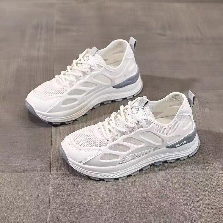 Summer Women's Shoes Dad Shoes Women's Breathable Mesh Shoes Shoes with Wide-leg Pants, Thick-soled Little White Shoes, Sports Shoes Tide