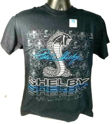 Shelby Cobra T-Shirt - Black W/ Cobra Snake Emblem & Three Color Shelby Script
