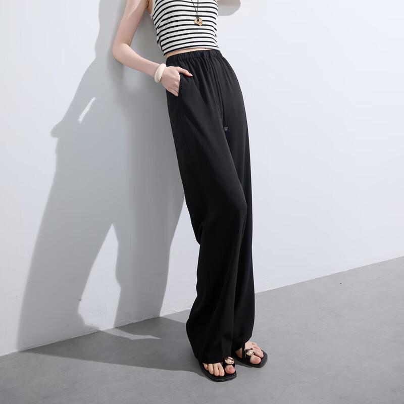 Sancai 2025 Summer Elastic High-Waist Slim Straight-Leg Casual Pants