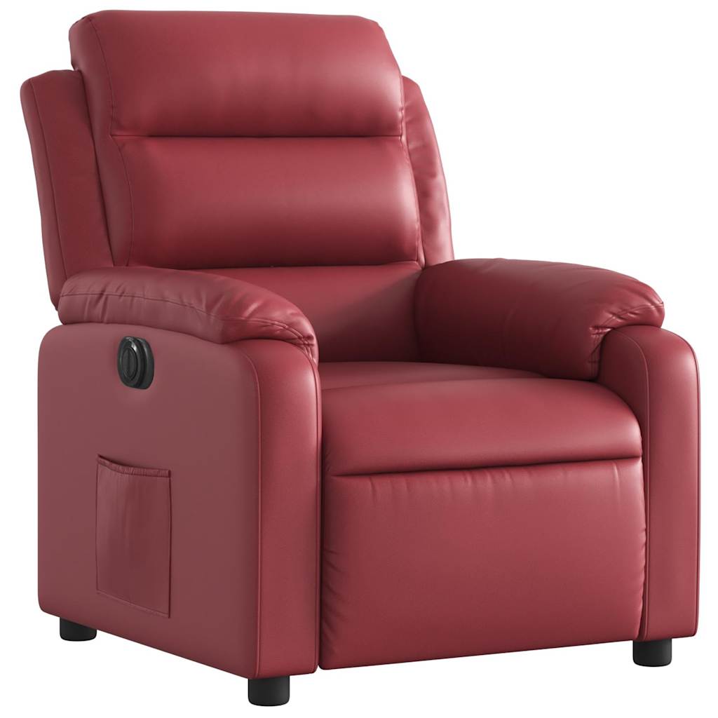 Electric Recliner Chair Burgundy Artificial Leather