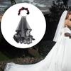 Delicate Headband Wedding Hairband Thin Brimmed Long Tulle& Flower Hair Hoop