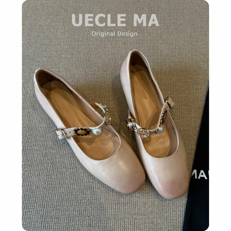 Super soft lambskin~ retro single shoes women's thick heel new models are beautiful and not tired shoes medium heel Mary Jane shoes