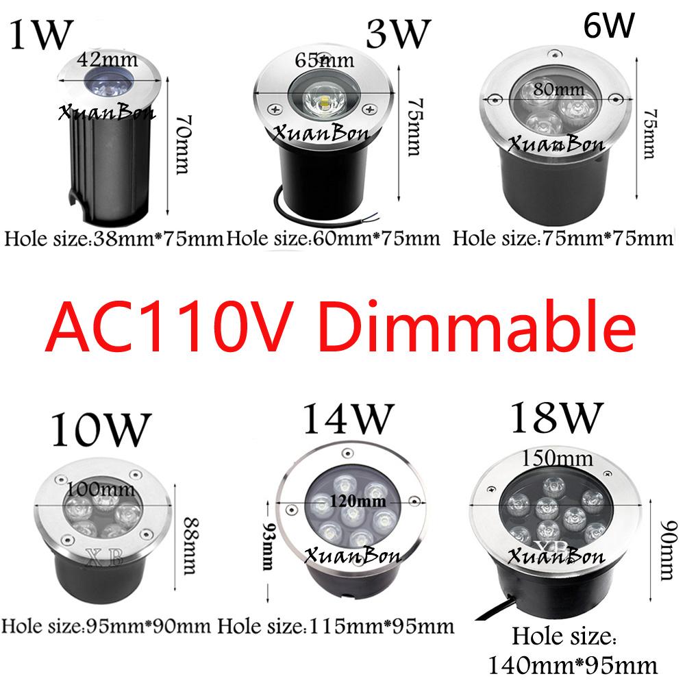 Dimmable Outdoor Lighting 3W 6W 10W 18W Garden Yard Step Stairs Floor Deck LED Recessed Inground Lamps LED Underground Spotlight