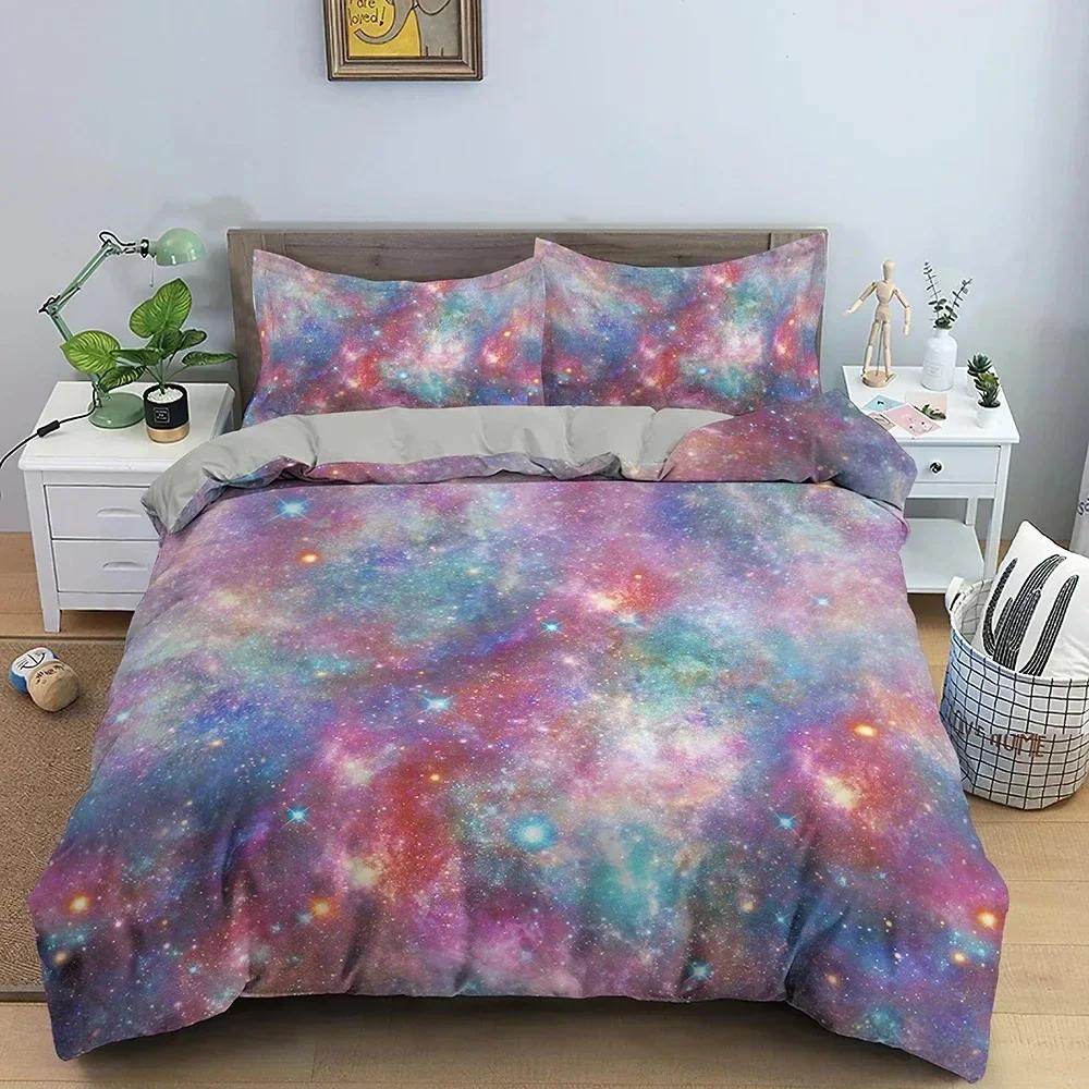 3D Sternenhimmel Bettbezug Set Luxus Galaxy Druck Bettwäscheset King Queen Full Bettdeckenbezug mit Kissenbezug Schlafzimmerdeko