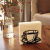 Napkin Holder, Coffee Cup Design Metal Freestanding Tissue Dispenser Organizer Iron Tabletop Paper Napkin Holder Stand for Home Kitchen, Restaurant, P