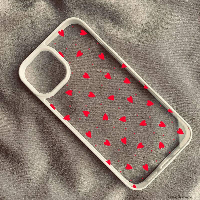 Simple Cute Pink Red Heart Phone Case For iPhone 17 15 14 Pro MAX 11 13 12 16 X SE20 XR 7 8Plus Shockproof Hard Cover Clear Bag