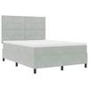LED Box Spring Bed with Mattress Light Grey 140 x 190 cm Velvet