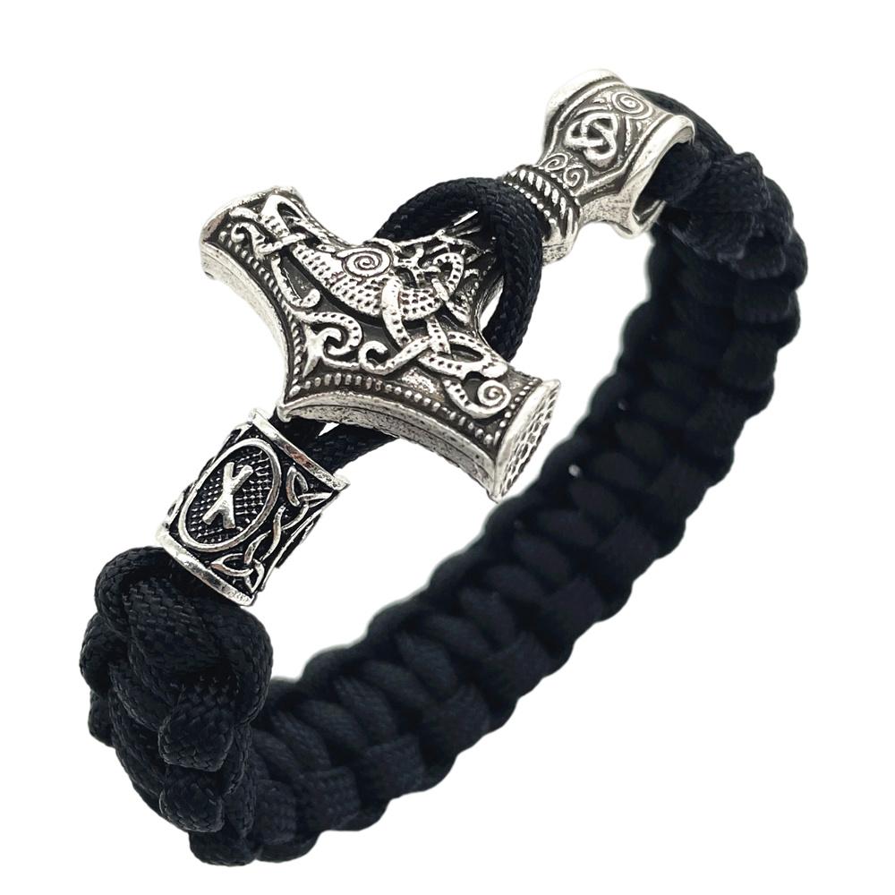 Nostalgia Thor Hammer Viking Bracelet Rune Charms Bead Jewelry For Women Men Norse Vikingo Bangle Dropship